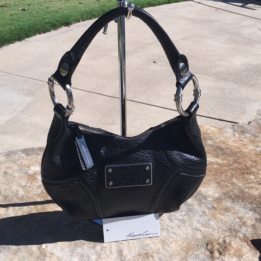 Kenneth Cole Black Leather Baby Hobo